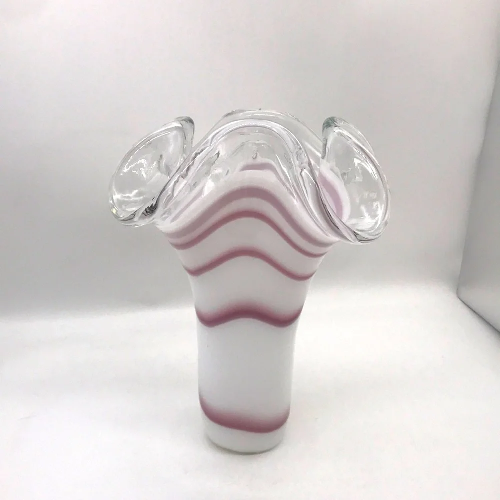 Hand Blown Murano Wave Glass Swirl looking Vase Perfect Condition Very Heavy - Picture 2 of 7